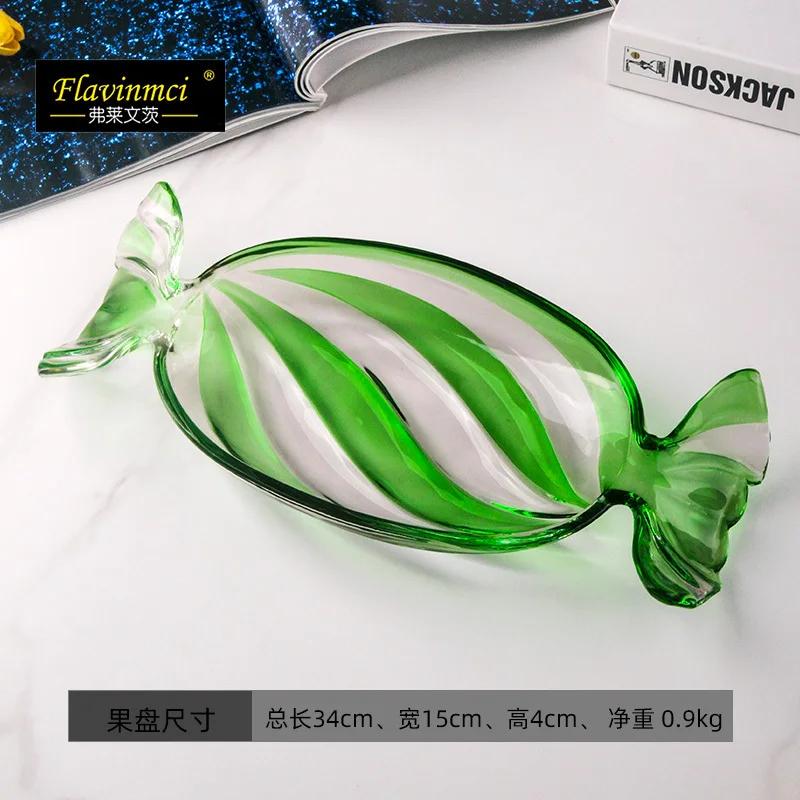 Tykk krystallglass snackstallerken godteriformet dessertbrett festserveringsskål juledekorasjon servise høytidsservering