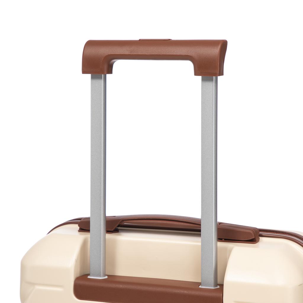 14"/19" 2-Piece ABS Spinner Suitcase Set with Combination Lock & 14" Cosmetic Bag (Beige)