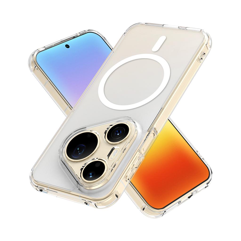 Applicable to Huawei Pura 90 2-in-1 Transparent Magnetic Suction Huawei Mate80 5G Bayer Anti-Yellow TPU + PC Set Beer