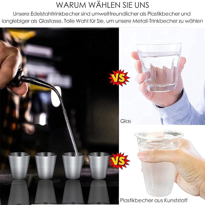 Mini Stainless Steel Cups Set 4Pcs 30ML with Leather Storage Case for Outdoor Travel Party Gifts