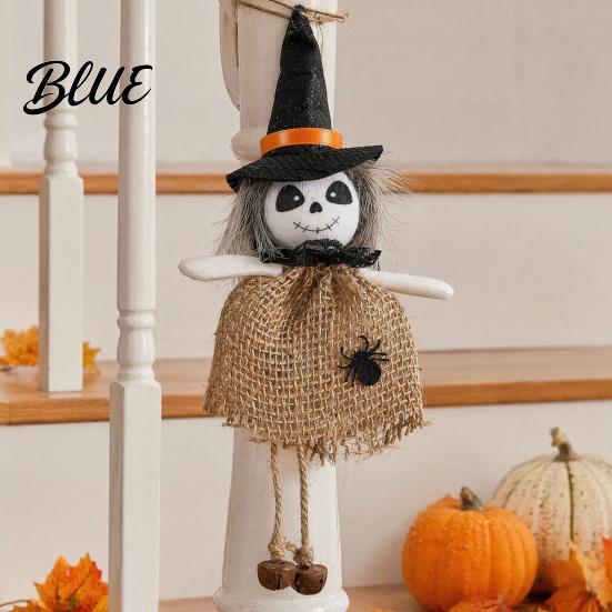 Festive Halloween Ornament Hanging Decoration Spooky Pumpkin/Ghost/Witch/Black Cat Doll with Scary Witch Burlap Skirt for Haunted House