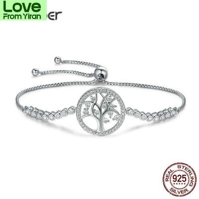 Sale 100 %925 Sterling Silver Tree Of Life Tennis Bracelet Women Adjustable Link Chain Bracelet Silver Jewelry Scb035