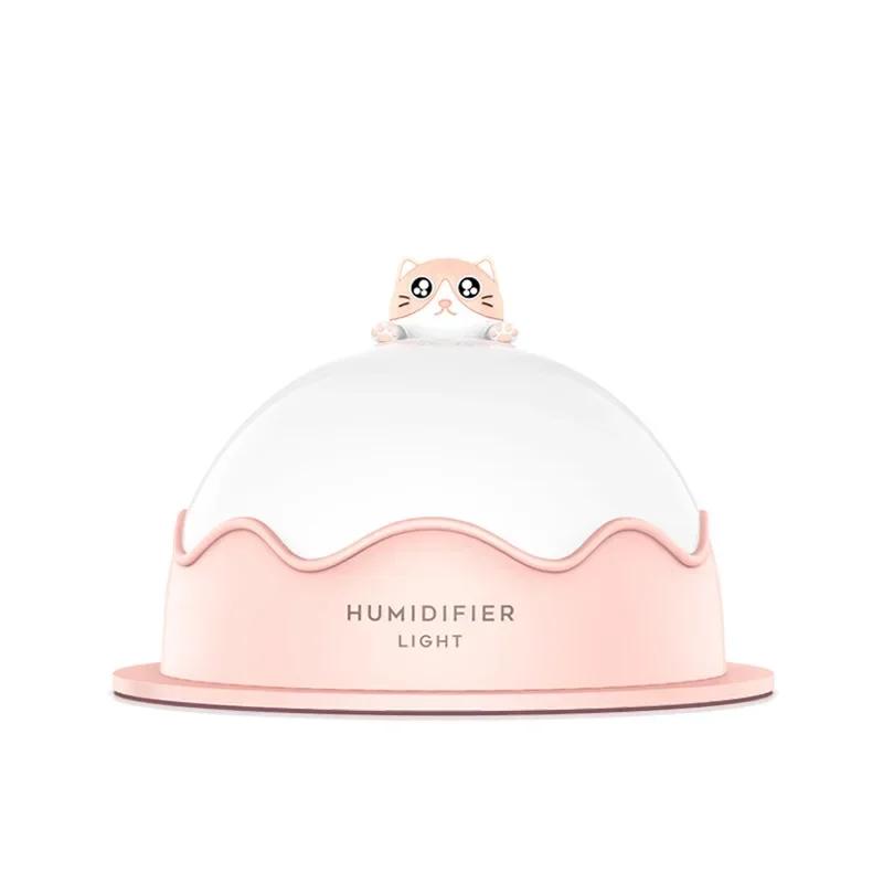 USB Mute Humidifier with Warm Night Light 250ml Cute Cat Air Humidifier Ultrasonic for Home Bedroom