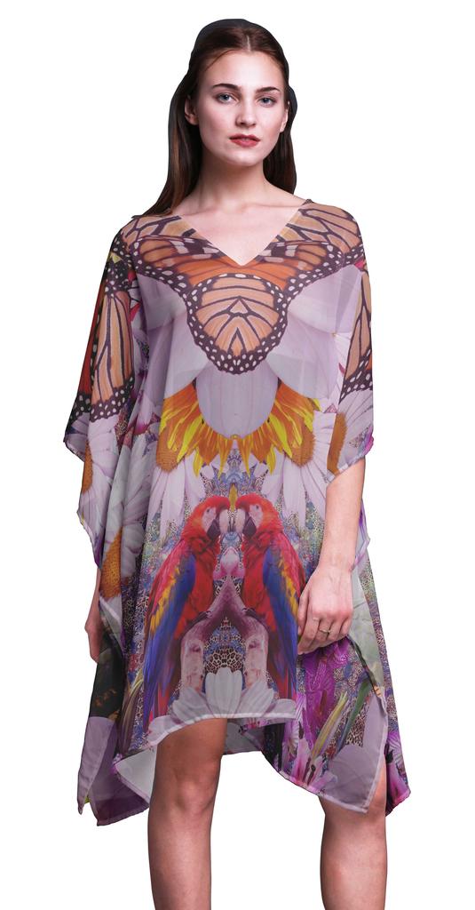 Phagun Short Caftan Midi Dress Beach Swimwear Cover Up Womens Kaftan-4X-5X