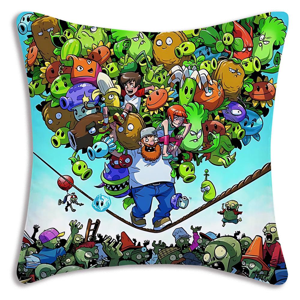 Game For Plantss Vs. Z-Zombies Pillow Covers Cartoon Sofa Decorative Home Double-sided Printing Short Plush Cute Cushion Cover