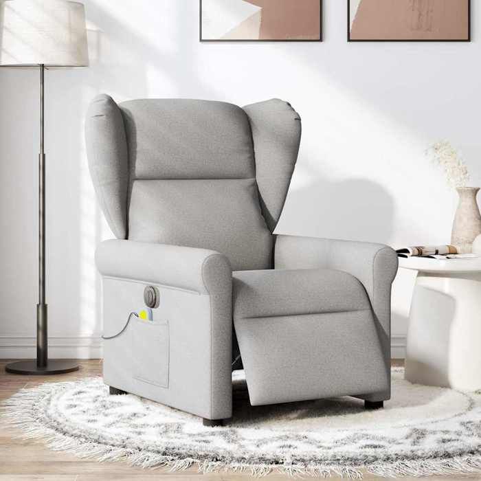 VidaXL Fauteuil de massage inclinable électrique gris nuage tissu 3303373