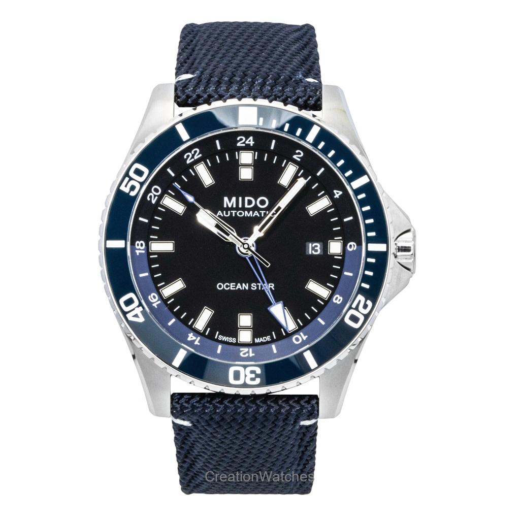 

Mido Ocean Star GMT Тканинний ремінець Чорний циферблат Автоматичний Дайверський M026.629.17.051.00 200M Чоловічий годинник чорний