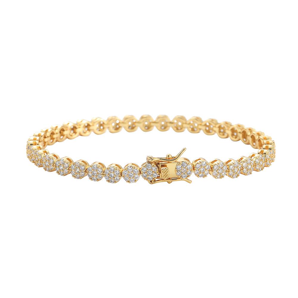 Fashion Hip Hop Jewelry Geometric Round Zircon Tennis Bracelet 5mm Bling CZ Iced Out Round Tennis Bracelet for Women and Men
