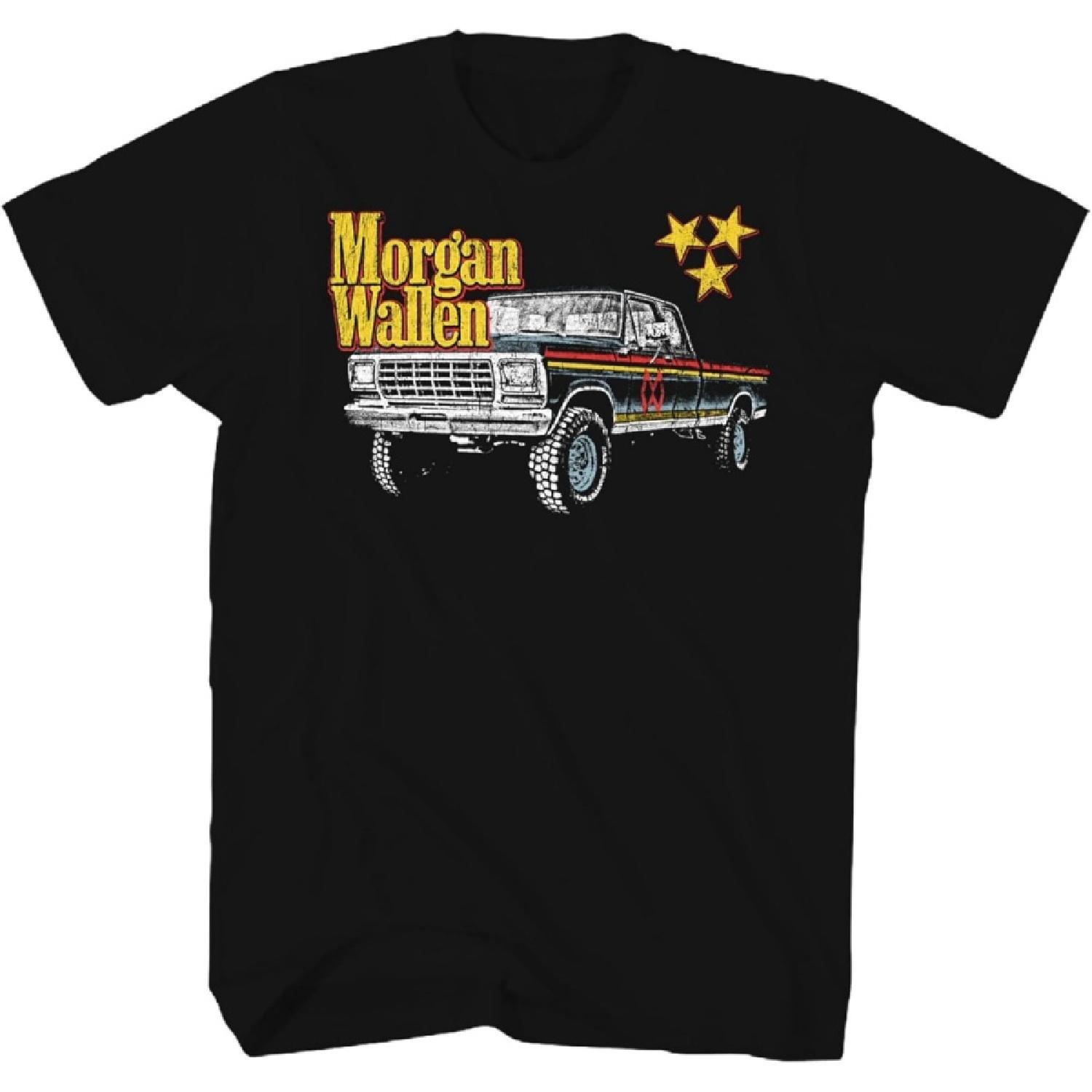 Morgan Wallen T Shirt Pickup Truck Adult Black Short Sleeve Country Music Star Vintage Style Graphic Tees S
