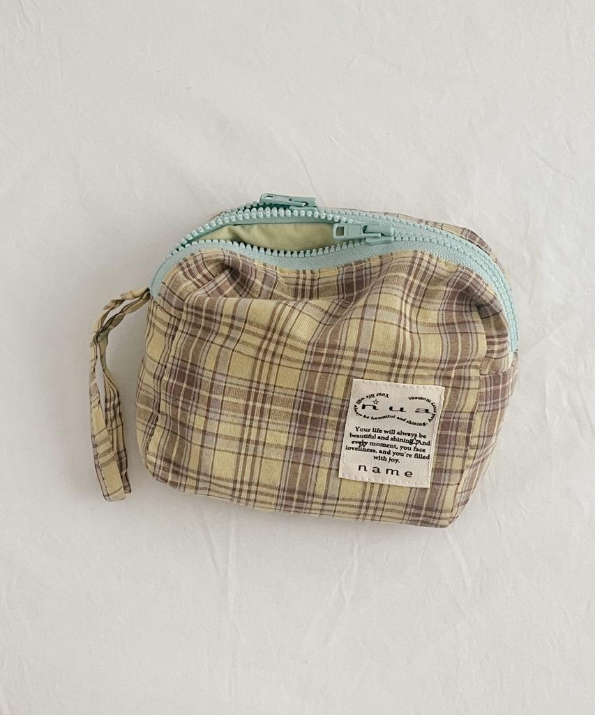 Nuaname Dual Zipper Checkered Pouch François