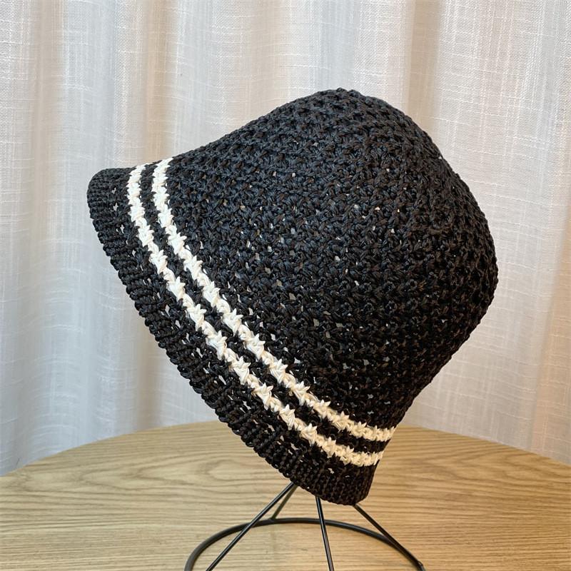 Женская ажурная дышащая шляпа от солнца Модная шляпа-рыбака для лета Регулируемый размер чёрный