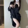 Summer Dress Long Pajama Womens Sleeved White Shirt Oversized Pajama Medium Length Ice Silk Shirt