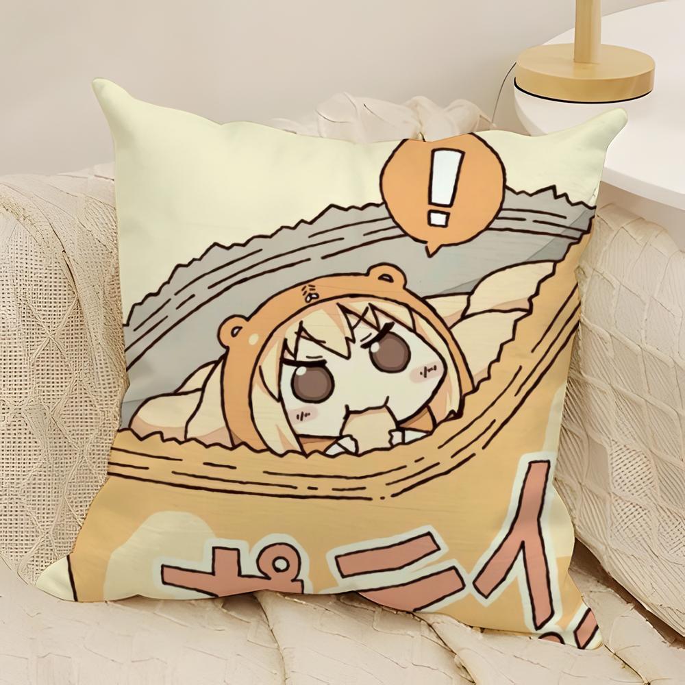 Cute U-umaru D-doma Anime Pillow Case Natural Linen Double-Sided Printing Sofa Home Decor Cushion Cover