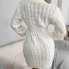 Autumn Winter Women's Solid Color Sweater Dress Casual Slim-fitting Sexy Bodycon Dress Crew Neck Knitted Dress