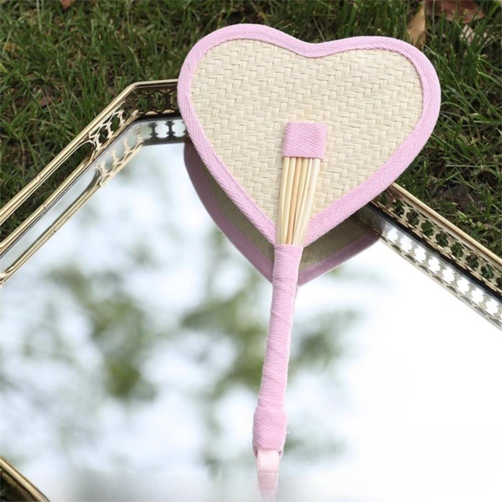Lightweight Weaving Hand Fan with Colorful Edging Cooling Fan Natural Handmade Raffia Fans  Summer