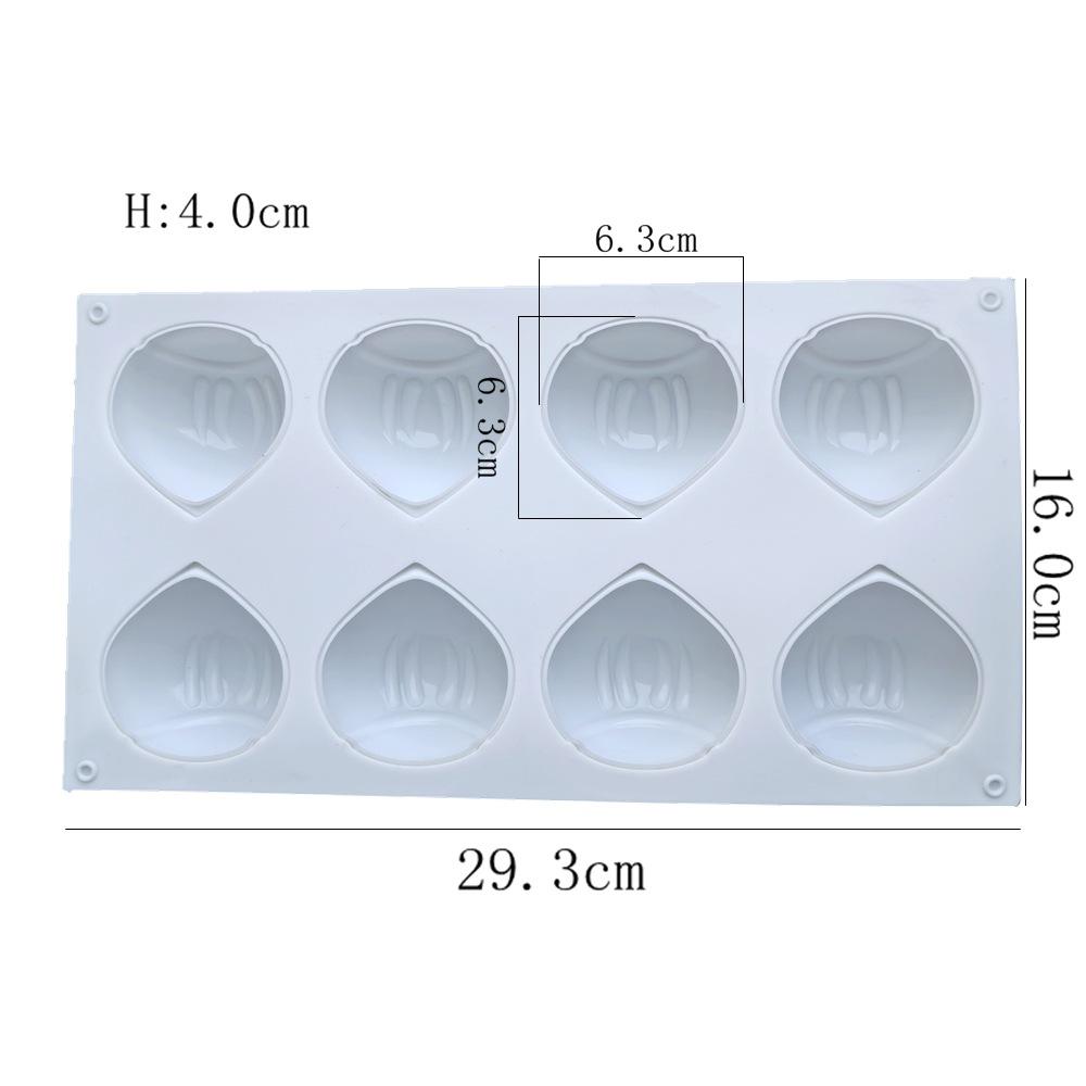 8-Cavity Hazelnut Mousse Cake Mold Food Grade Silicone Heat Resistant Fruit Shaped Dessert Mold Flexible Handmade Baking Mold
