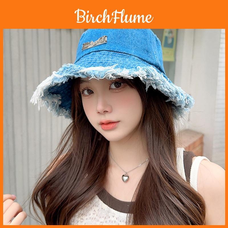 Women's Vintage Washed Denim Sun Hat With Wide Brim For Sun Protection And Casual Style