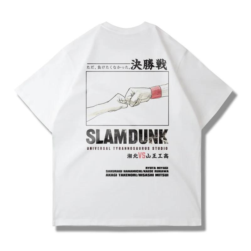 Japanese Anime Slam Dunk Master Big Movie Blockbuster Short Sleeve T-shirt Summer Loose 100% Cotton Sakura Ikebana