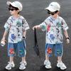 Boys' Summer Set 2026 New Style Rascal Trendy Children's Dinosaur Short sleeved T-shirt Men's Treasure Summer Half sleeved Clothes