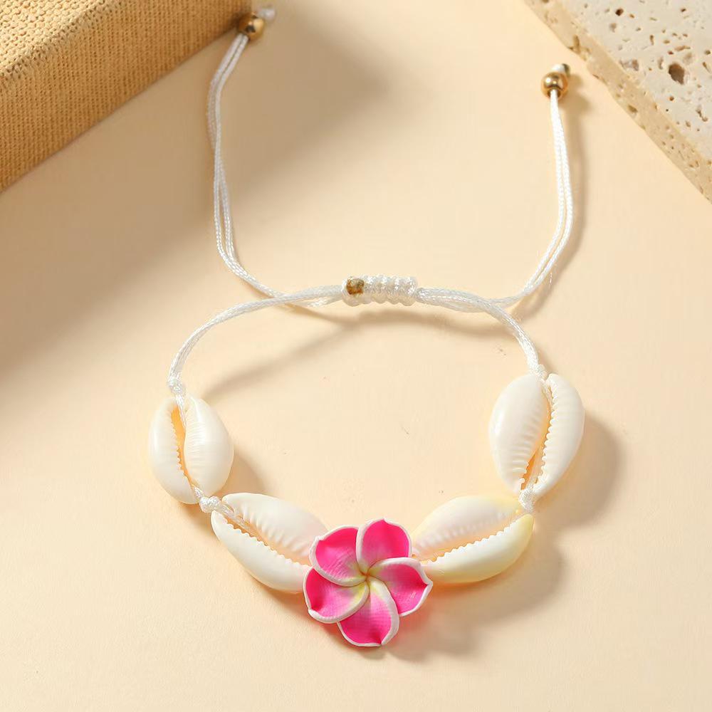 Bohemian Shell Flower Necklace & Bracelet Set: European-American Fashion Choker & Sweater Chain