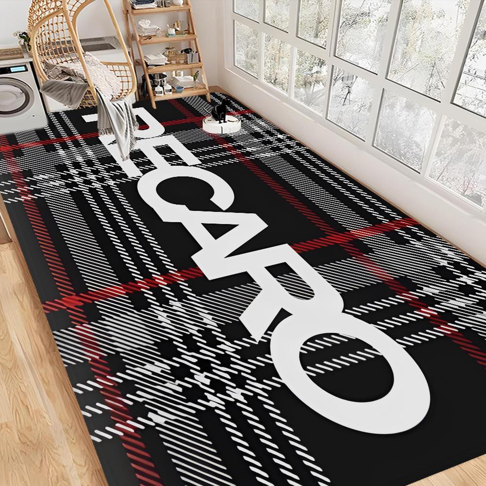 Recaros Logo Fußmatte für die Vordertür Rutschfest Wasserabsorbierend Langer Streifen Kissen Schlafzimmermatte Bettvorleger