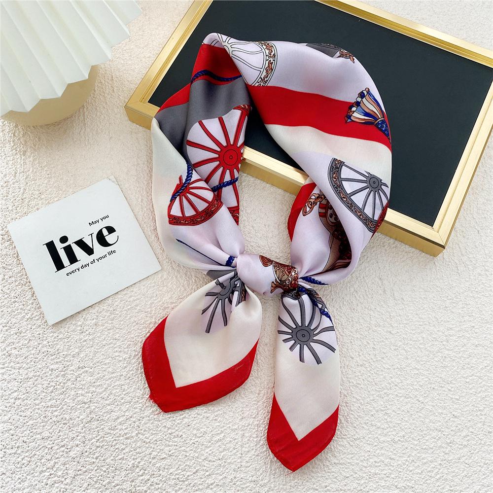 70 Silk Scarf: Small Square for Women - Lightweight Korean Fashion, Perfect for Spring, Summer, Autumn; Stylish for Flight Attendant or Neck Accessory