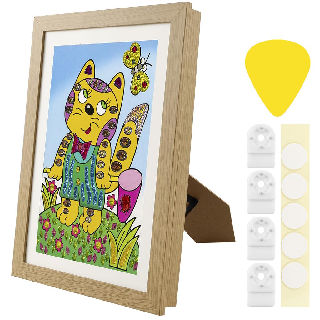 Kids Art Frame Set A4 Front Opening Photo Frames with Stand Wooden Kid Artwork Painting Display Frame for 100 Pictures Organizer