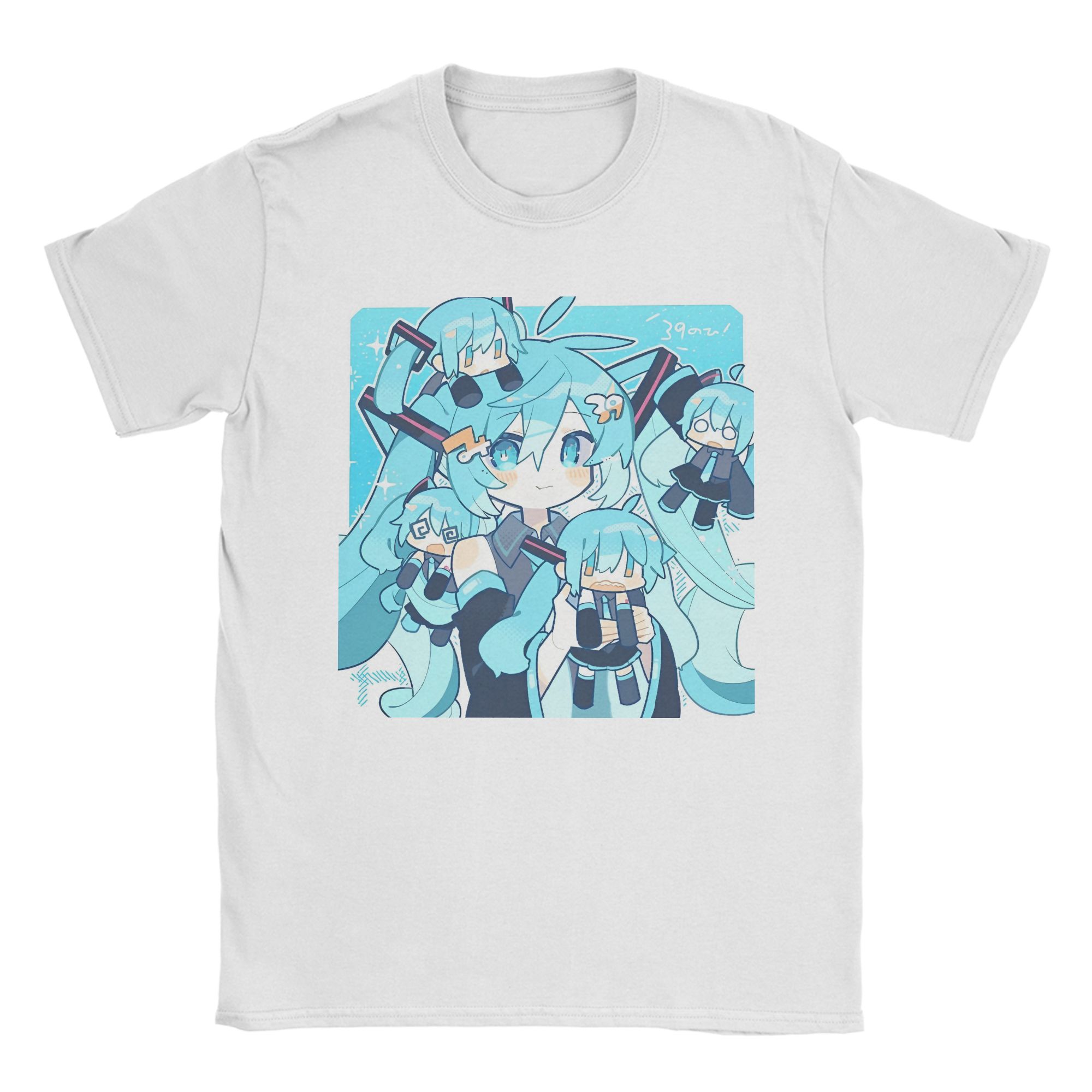 

Hatsunes Mikus Anime T-Shirts Men Women Vocaloid Vintage Cotton Tee Shirt Crewneck Short Sleeve T Shirt Summer Clothes S