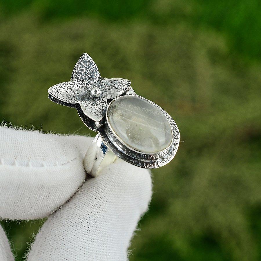 

Подарок для нее Натуральный Хрусталь Кварц Штабелируемое Регулируемое Кольцо Серебро 925 Adjustable