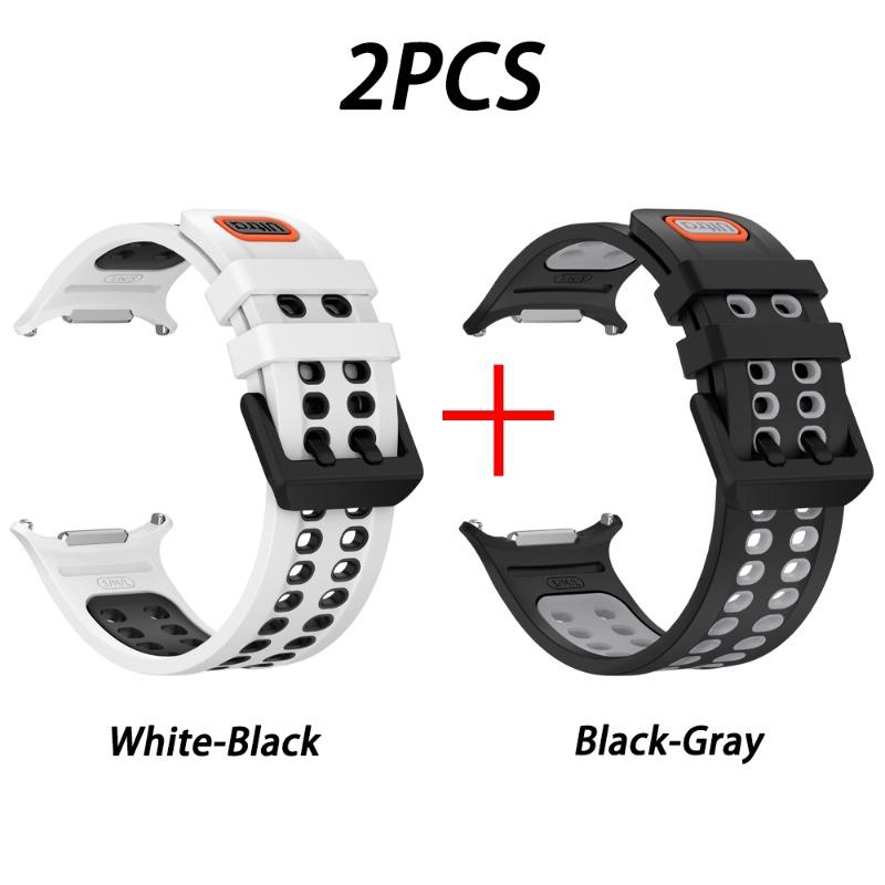 2 Stück Neues Silikon-Uhrenarmband für Samsung Galaxy Watch Ultra 2 1 Spezieller Anschluss Atmungsaktives Ersatzarmband Weich Wasserdicht