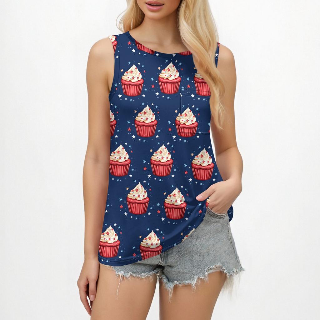 Women's Tank Tops 2025 Loose Fit High Neck Summer Top Dressy Casual Sleeveless Shirts With Pocket