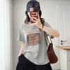 2026 Plus Size Women's Short Sleeve Letter Print Cotton T-shirt, Casual Round Neck Top