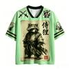 Harajuku Retro Feng Shui Ink-wash Warrior 3D Print Breatha Quick-dry Men Women V-neck T-shirt Street Sport Parent-child Clothing