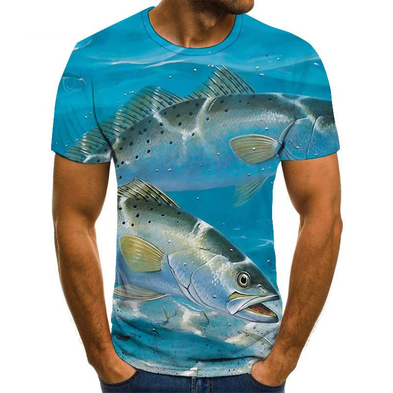 Funny Fishing 3D Print T-Shirts Men Women Short Sleeve T Shirt Hip Hop Streetwear Oversized Harajuku Y2k Tops Tees Kids Clothing