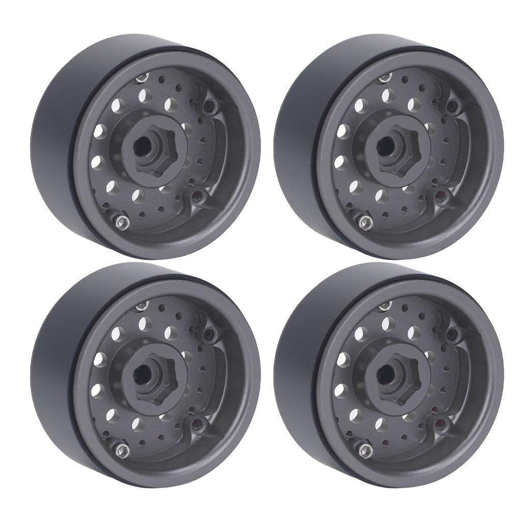 4PCS RC Beadlock Wheel Rim Set 1.9 Inch Aluminum Alloy 1 10 RC Car Wheel Hub for Axial SCX10 I II III Grey