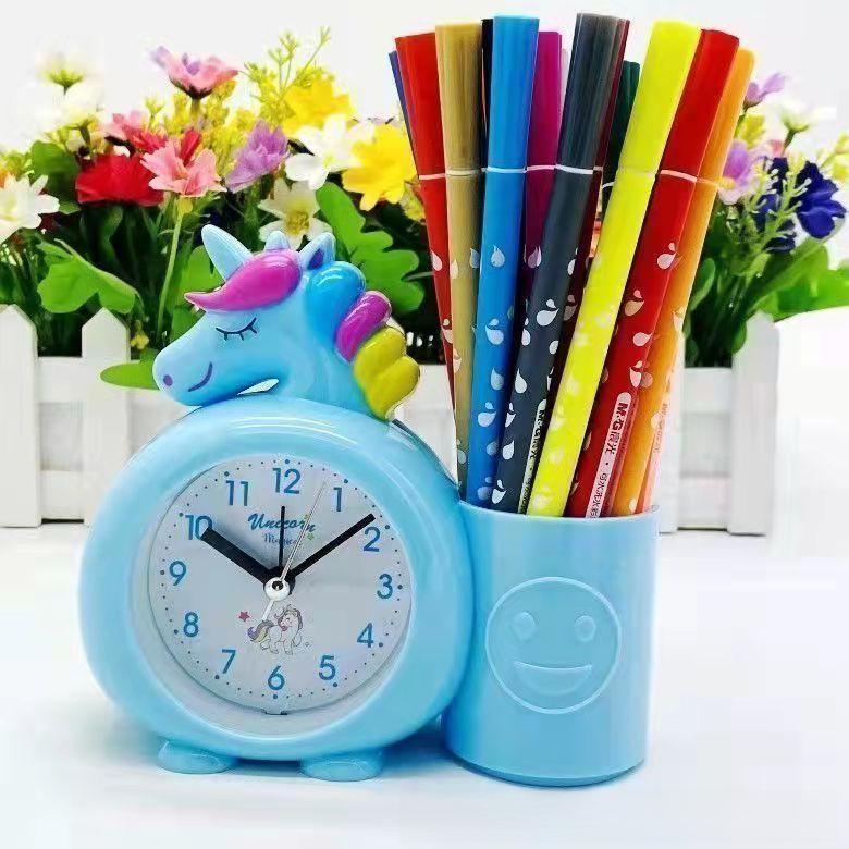 Ceas de alarmă albină și suport pentru pixuri: Drăguț, la Modă, Design Cartoon pentru Noptieră - Ideal pentru Studenți și Copii.