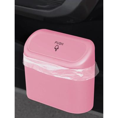 Poubelle montée sur voiture avec couvercle, bac de rangement suspendu, Mini type de presse, poubelle à porte latérale