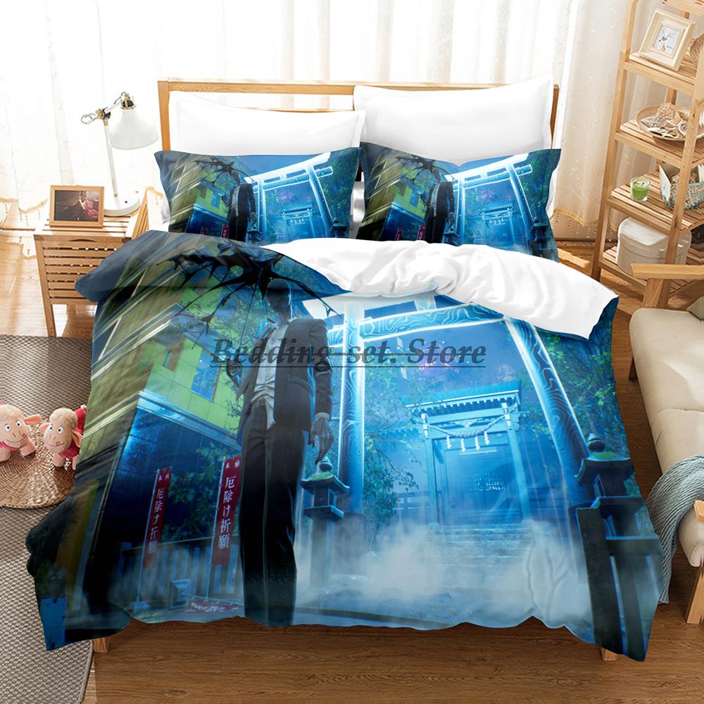 GhostwireTokyo Bedding Set Single Twin Full Queen King Size Bed Set Aldult Kid Bedroom Duvetcover Sets 2023 Anime Bed Sheet Set