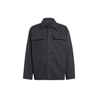 Originals Essential Premium Essentials Overshirt Solid Color Large Pocket Single-Breasted Long Sleeve Jacket Men Jacket Black IS1805