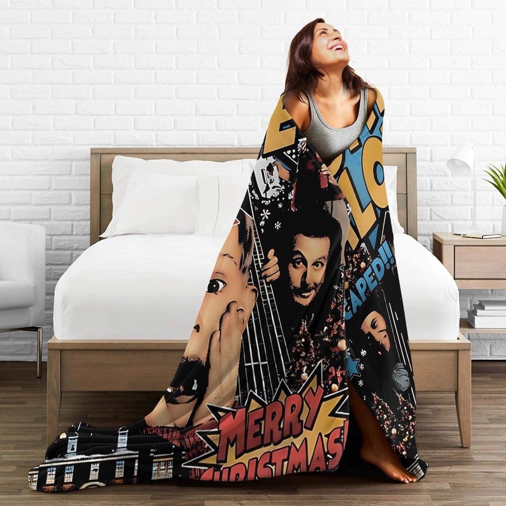 Home Alone Merry Christmas Flannel Blanket Super Soft Throw Blanket for Home Decor Travel Funny Bedspread Sofa Bed Cover