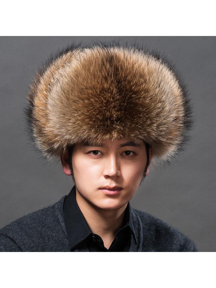 

Winter Men Hats Fox Fur Elegant Warm Fine Texture Soft Not Wool Outdoor Working Caps Windproof Thick Europe Earflap Hat Black 60-61CM коричневий