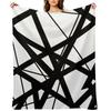 EVH: Authentic Black & White Stripes Design (pure White) Throw Blanket Vintage Moving Giant Sofa Blankets