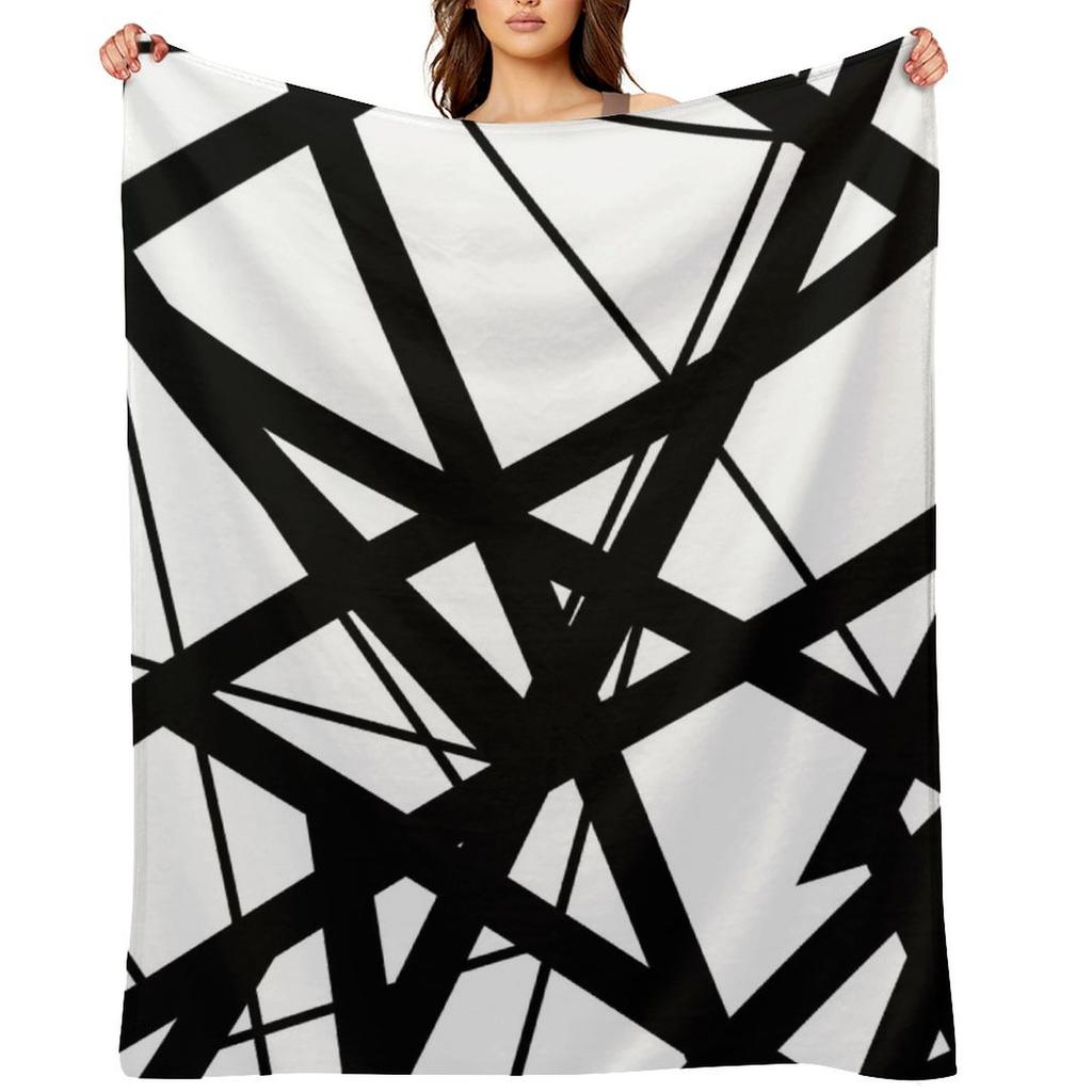 EVH: Authentic Black & White Stripes Design (pure White) Throw Blanket Vintage Moving Giant Sofa Blankets