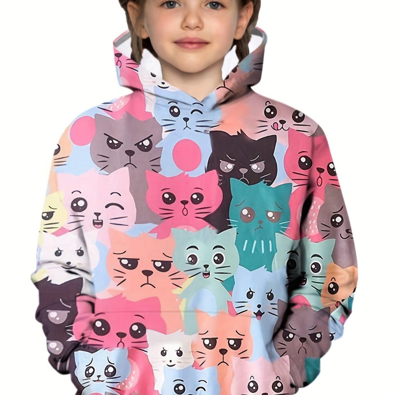 

Детская одежда для девочек Толстовки с длинным рукавом с принтом мультяшного кота Осенняя детская одежда для девочек Kawaii Girl Top Детская одежда для активного отдыха 160CM