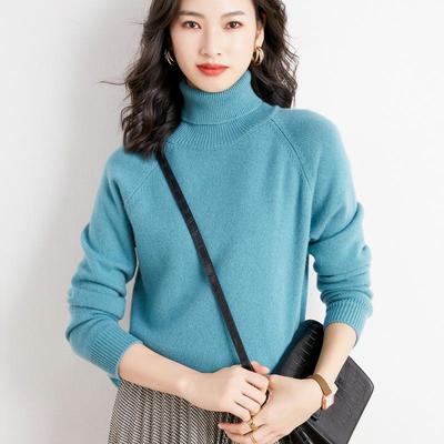 2025 Women's High Neck Loose Knitted Pullover Plush Sweater for Autumn/Winter