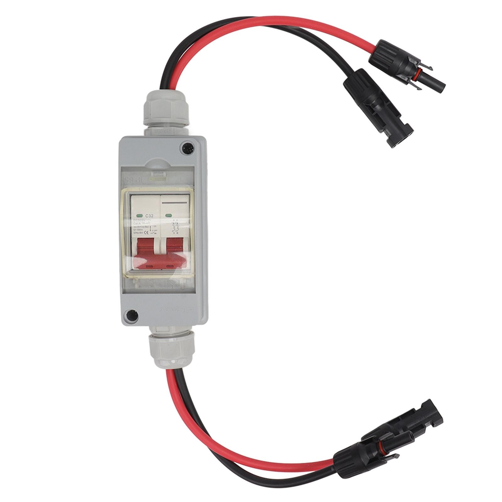 

Circuit Breaker MCB 2P DC 500V 32A Disconnect Switch with IP65 Waterproof Distribution Box With Cable and PV Connector білий