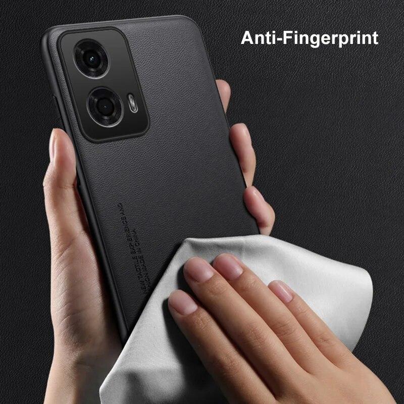 Luxury Plain PU Leather Case For Motorola G24 Back Cover Matte Silicone Full Protection Phone Case For Motorola Moto G24 4G G84 G54