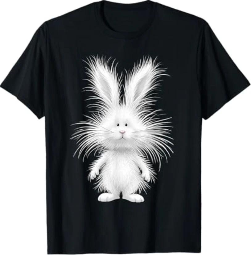 

Funny Fluffy Bunny with Wild Fur Cute Rabbit Art T-Shirt S