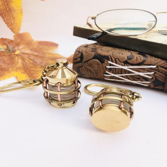 Vintage Brass Lantern Keyring, Lamp Key Chain, Nautical Brass Keychain, Gift for Christmas, Gift for Man, Birthday Gift, Lot of 12 Pieces