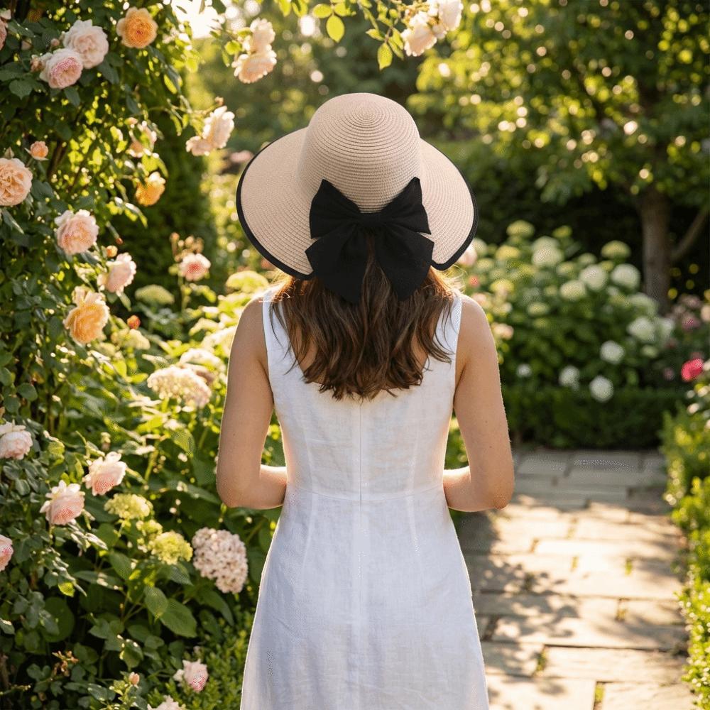 Wide Brim Sunscreen Bucket Hat Large Bow Bowknot Sun Cap Sweet Straw Weave Sun Hat Summer